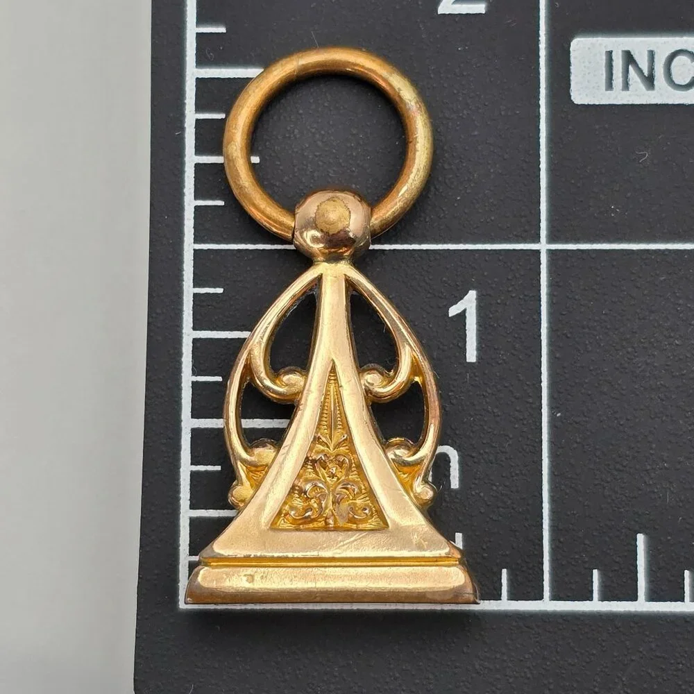 Antique Victorian Gold-Fill Fob Seal 'Optimists' Engraving Openwork Pendant Char - Picture 8 of 8